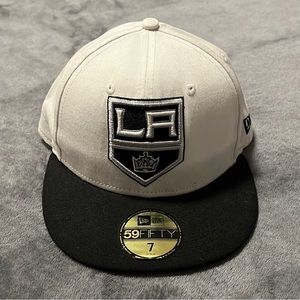 New Era LA Kings White/ Black Fitted Hat Size 7